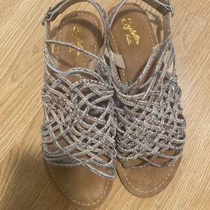 New with Box Seychelles Leather Snakeskin Strappy Sling Back Sandals 9.5